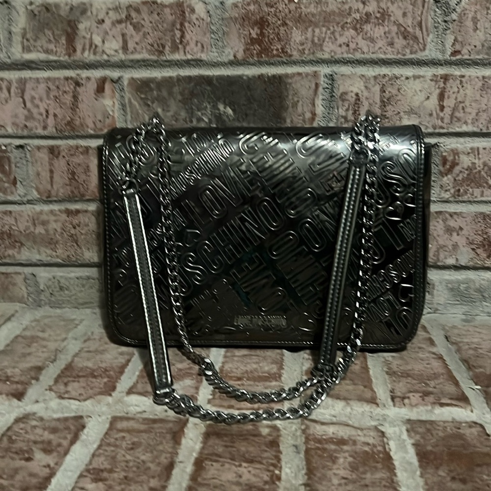 Womens Love Moschino silver shoulder handbag